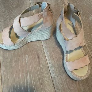 Marc Fisher Suede Espadrille Wedge Heel Sandals